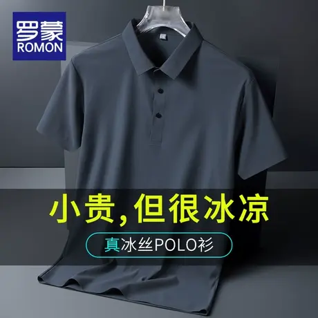 罗蒙男士短袖Polo衫男款2023新款翻领冰丝半袖休闲夏季薄款t恤男商品大图
