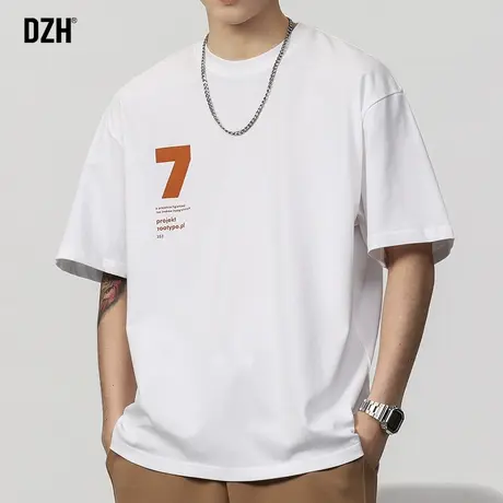 男生白色重磅t恤男短袖全棉潮牌美式男装2023新款半袖上衣体恤衫商品大图