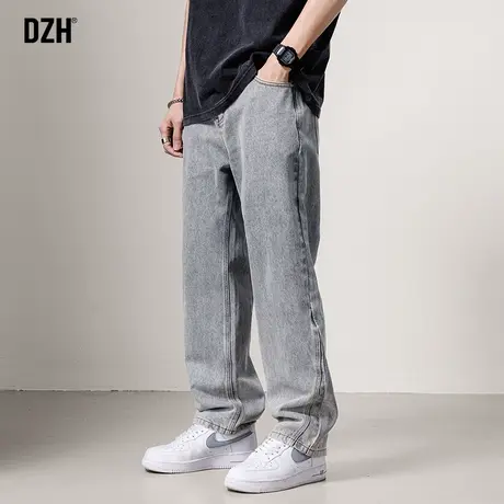 男士浅蓝色牛仔裤男宽松直筒休闲裤子2023新款潮牌长裤百搭牛子裤商品大图