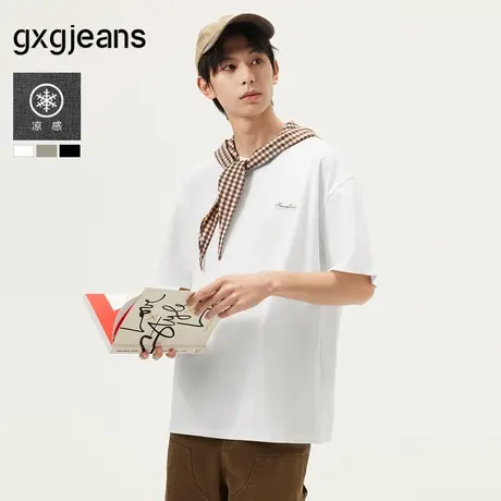 【凉感】gxg.jeans男装 多色字母绣花简约圆领短袖T恤男 25年夏新图片