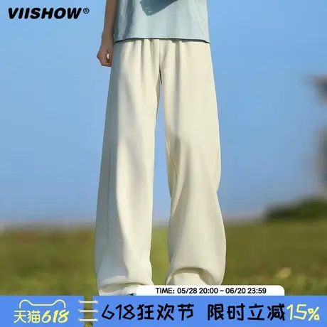VIISHOW美式户外休闲裤男夏季薄款凉感阔腿运动长裤宽松直筒裤子商品大图