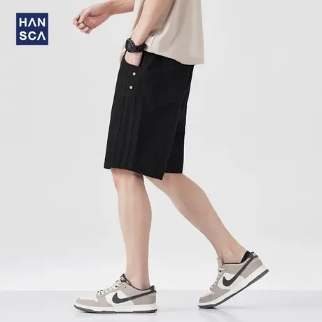 hansca复古工装休闲短裤男2025夏季轻薄透气洗褪面料宽松五分裤子图片