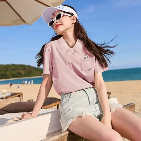 唐狮夏季新款短袖polo衫t恤女2024今年流行宽松纯棉内搭打底上衣商品大图