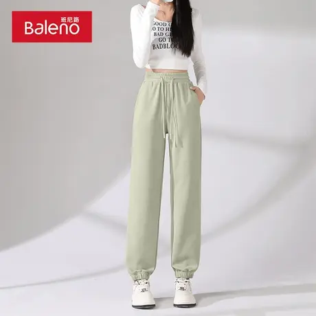班尼路灰绿色小个子运动裤女款2024新款爆款春秋季休闲束脚卫裤子商品大图