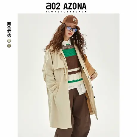a02秋冬2025新款时尚女士休闲风上衣气质百搭简约风风衣外套女图片