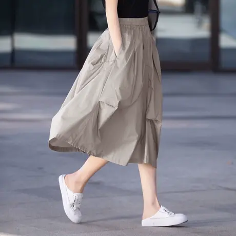 夏天裙子女夏季薄款2023新款不规则半身裙中长款百褶裙a字裙长裙图片