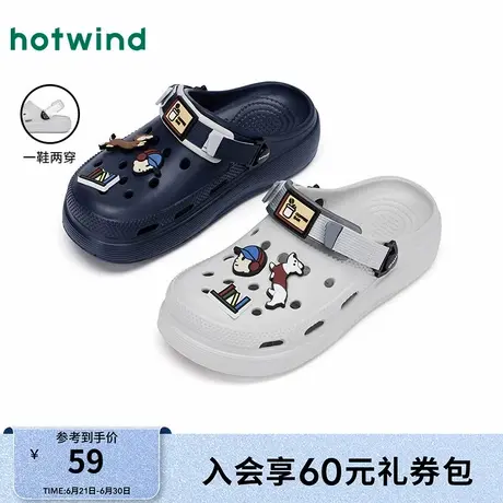 【晚心联名】热风男鞋2025年夏季新款外穿拖鞋包头凉拖沙滩洞洞鞋商品大图