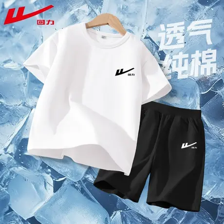 回力童装男童夏装套装2025新款儿童纯棉五分裤夏季黑色大童短裤PC图片