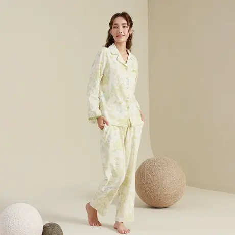 好波秋冬新品睡衣女时尚长袖长裤家居服可外穿睡衣套装HJZ2547商品大图