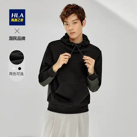 HLA/海澜之家立体字母运动风卫衣秋冬季抽绳连帽口袋款外套男士图片