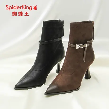 SPIDER KING/蜘蛛王正品女时装靴2025秋新款单里中筒时尚尖头高跟图片