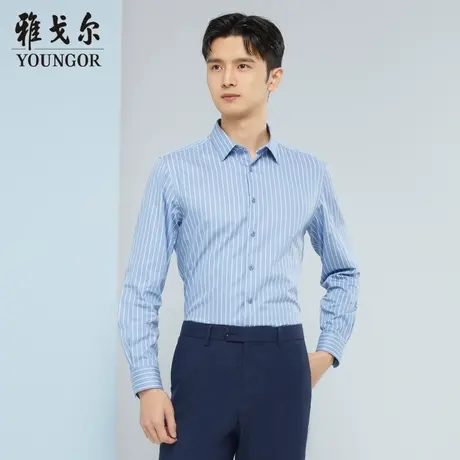 雅戈尔奥莱 商场同款男士长袖衬衫秋季新款官方商务休闲免烫衬衫商品大图