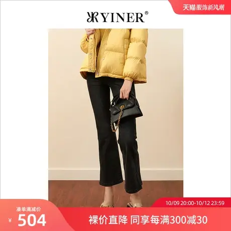 YINER音儿女装冬季新款舒适钉扣微喇牛仔裤商品大图