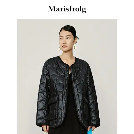 【小香风棉服】玛丝菲尔冬季黑色气质百搭小香风棉服图片