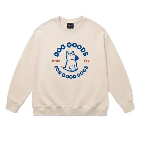 潮牌情侣装卫衣ulzzang慵懒风国潮卡通狗狗ins风潮牌初冬圆领打底图片