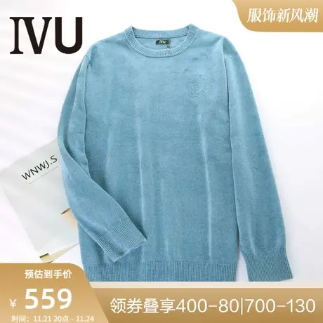 安莉芳旗下IVU男士冬季圆领毛衣时尚螺纹休长袖家居上衣UF00074商品大图