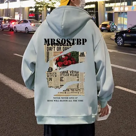 开衫卫衣男春秋季加绒加厚美式oversize潮牌情侣新款拉链连帽外套商品大图