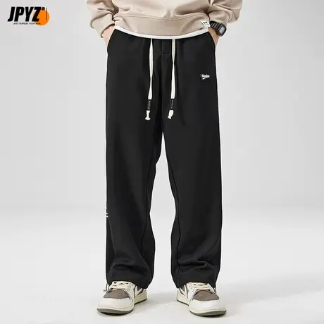 简约纯色裤子男春秋款潮牌运动登山裤宽松大码高街直筒休闲卫裤商品大图