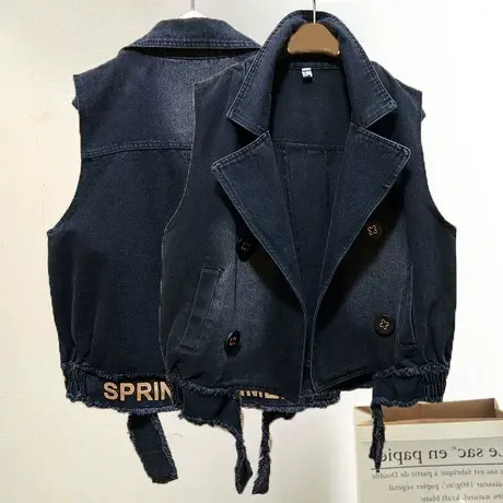 欧洲站2023春装新款学生韩版时尚百搭宽松牛仔马甲女上衣外套坎肩商品大图