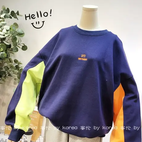 2020秋季毛圈棉卫衣韩国东大门运动休闲宽松拼色卫衣跑步健身大码商品大图