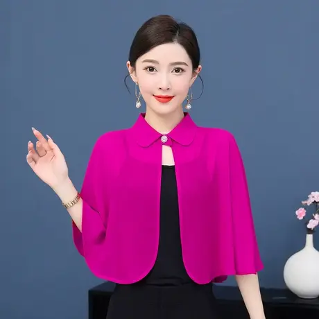 雪纺斗篷女夏季时尚洋气高档配裙子旗袍外搭上衣短款斗篷防晒衣商品大图
