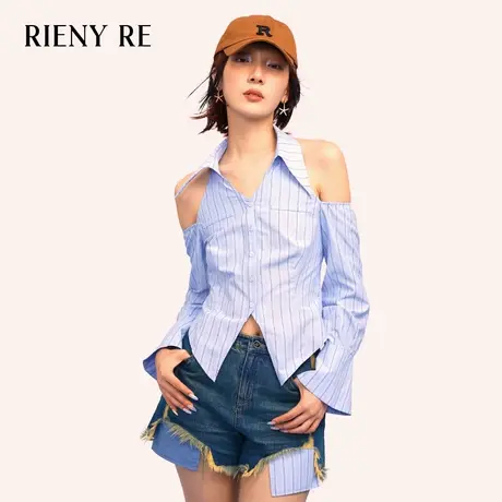 RIENYRE衬衫女2023年夏季新款小众法式上衣长袖气质别致防晒衬衣商品大图