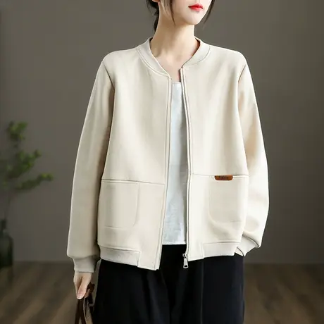 dza 短款休闲外套女士新款春秋季棒球服宽松工装夹克运动百搭上衣图片