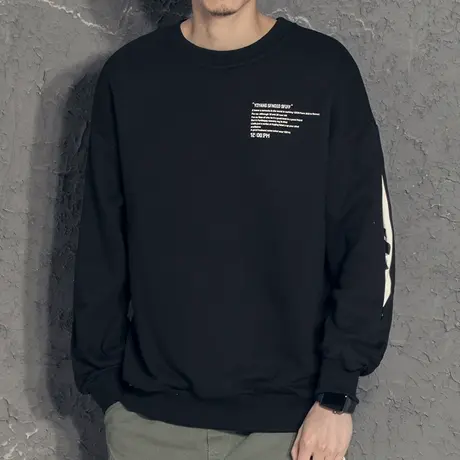 奕飏个性帅气ins潮流卫衣男春秋款 宽松圆领秋季上衣外套商品大图