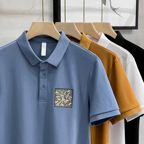 男士短袖2023新款潮流刺绣翻领t恤男潮牌男装上衣服POLO衫男夏季商品大图