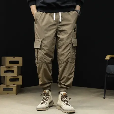 休闲工装裤男潮牌春季2024新款束脚男士裤子春秋美式运动男裤机能商品大图