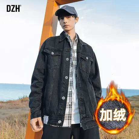 男士工装牛仔夹克男冬季加绒加厚港风痞帅外套潮流百搭2023年新款商品大图