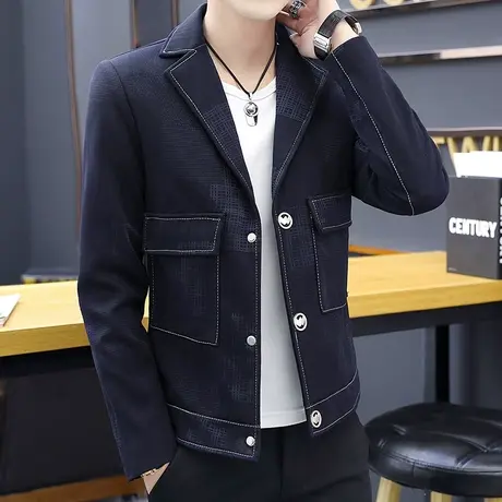 新款外套男春秋男士韩版西服外套 潮流男装ins夹克上衣服潮牌西装商品大图