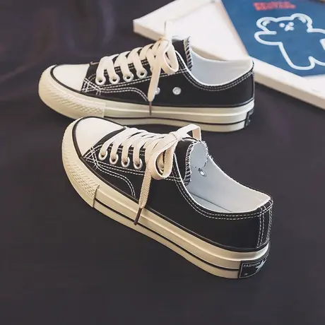 帆布鞋女2024新款春夏季韩版透气ulzzang潮学生百搭平底休闲板鞋图片