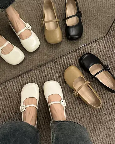 复古玛丽珍鞋女鞋子2023年春秋新款低跟圆头法式配裙子气质单鞋商品大图