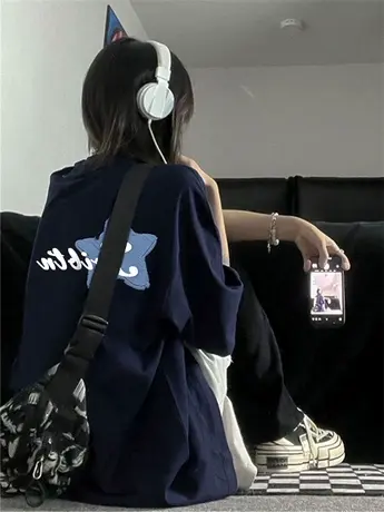 纯棉重磅美式复古设计感短袖t恤女2023新款夏季宽松潮牌半袖上衣商品大图