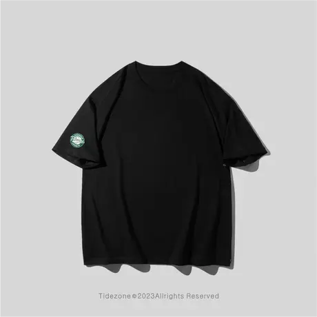 Ohlyah大码简约字母圆圈袖章印花短袖T恤男女同款纯棉质体恤衫夏图片