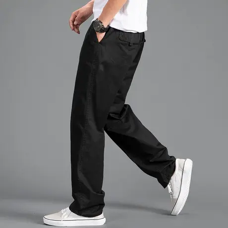 工装裤子男春秋厚款纯棉休闲裤宽松直筒大码男裤春季男款运动长裤图片