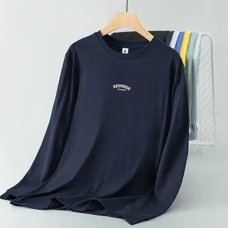 240g重磅纯棉t恤男长袖2023新款秋冬内搭打底衫美式宽松全棉体恤商品大图