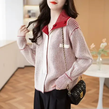 针织外套开衫女秋款女装2023年新款上衣小香风外搭开衫高级感毛衣图片