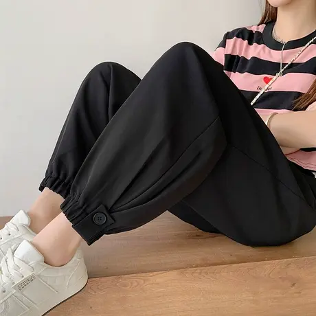 冰丝西装裤女夏2023年薄款高腰宽松显瘦百搭九分小个子休闲束脚裤商品大图