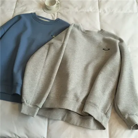 卫衣女2020秋冬宽松韩版ins超火上衣温柔风加绒加厚waitmore外套商品大图