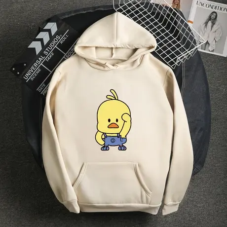 连帽卫衣女2023新款韩版春秋ins宽松慵懒风加绒加厚中长款外套潮商品大图