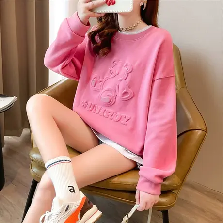 早秋装卫衣女春秋季韩版宽松bf慵懒风薄款小个子假两件上衣外套潮商品大图