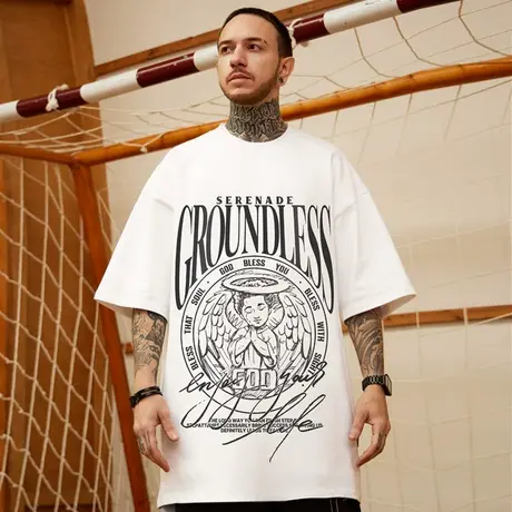 oversize美式高街潮牌大码胖子男装国潮宽松短袖T恤潮流ins半袖夏商品大图