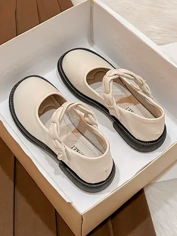 玛丽珍女鞋2023年春秋季新款网红英伦风小皮鞋女法式浅口平底单鞋商品大图