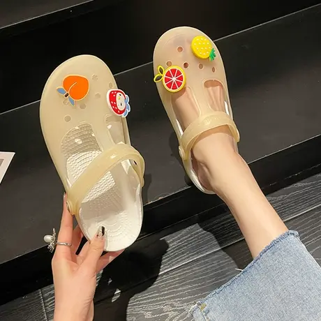 洞洞鞋女防滑ins 潮可爱护士包头半软底皮面沙滩凉拖鞋女夏季外穿图片