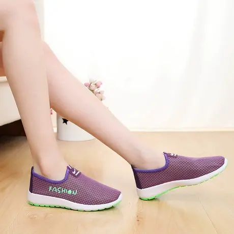 夏季女鞋网鞋女软底休闲运动鞋平底跑步鞋懒人套透气学生鞋布鞋女商品大图