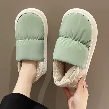 羽绒棉拖鞋女秋冬季包跟室内家居厚底加绒保暖月子鞋防水防滑棉鞋商品大图