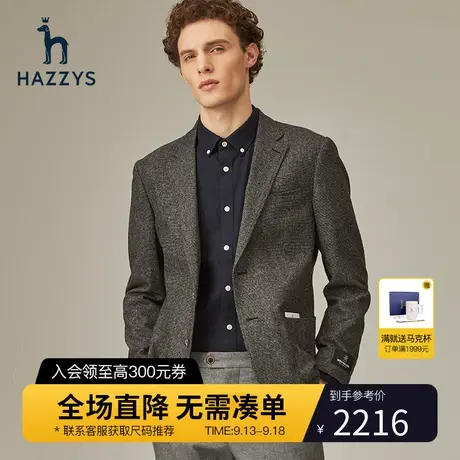 Hazzys哈吉斯秋冬新款男士休闲西服韩版保暖单西男 潮流男装外套图片