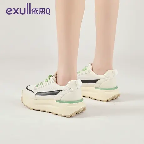 【商场同款】exull依思q阿甘鞋网面鞋子ins拼色厚底女运动休闲鞋商品大图